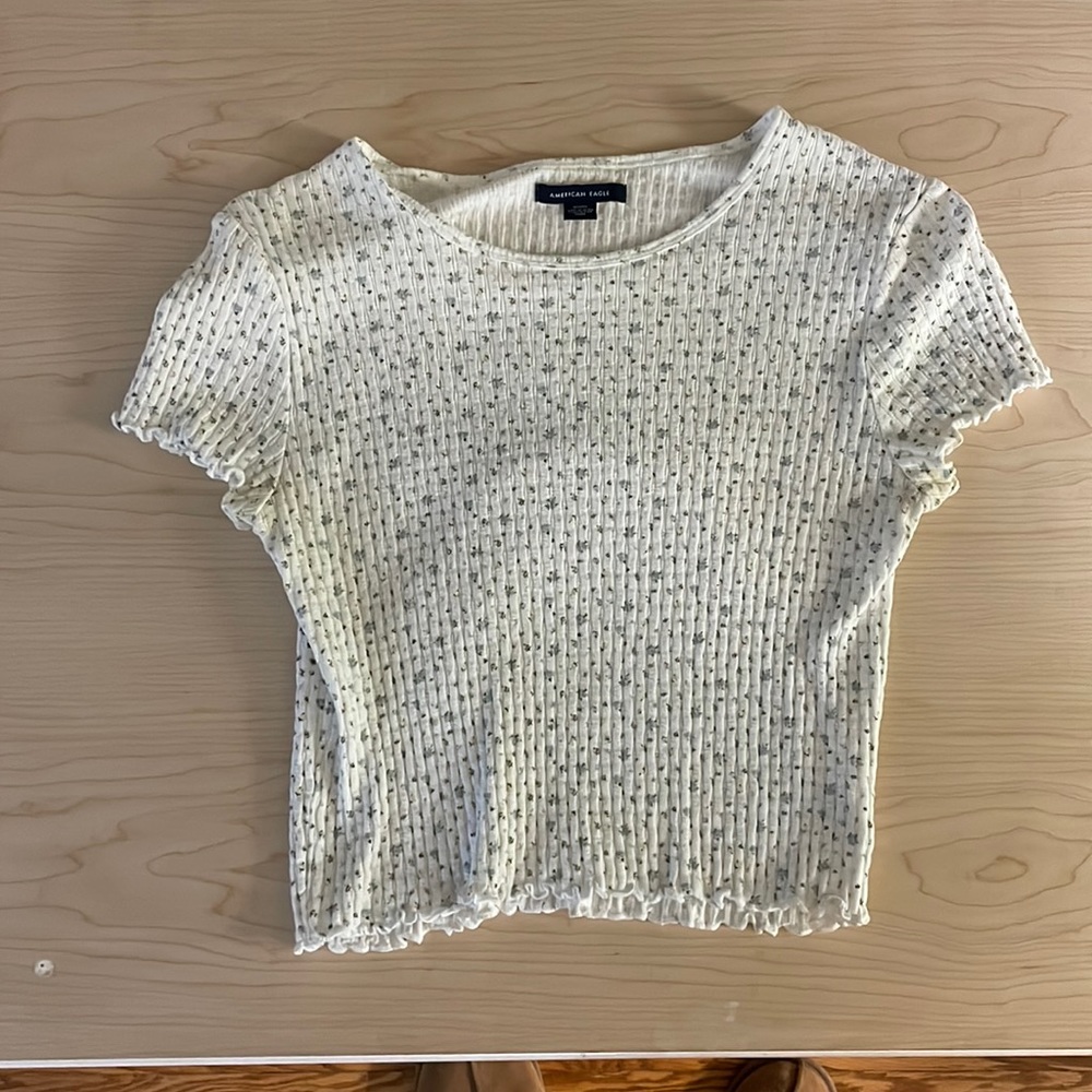american eagle cropped pattern top